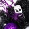 24'' Unlit Purple and Black Spooky Skeleton Pine Halloween Wreath